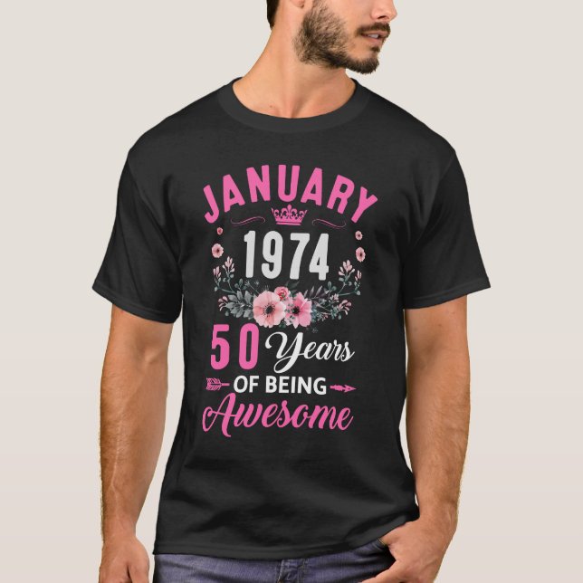 Sedan 1974 50 år gammal 50 januari t shirt (Framsida)