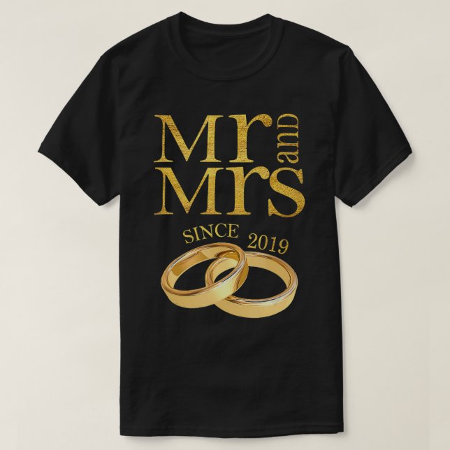 Sedan 2019 - andra Bröllop-årsdagen av Gift & Mrs. T Shirt (Design framsida)