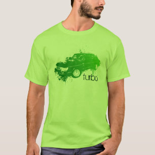 sedan för 900 turbo, förstörd bläcksplatter i tee shirt