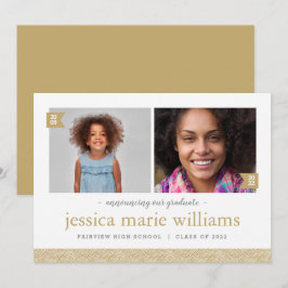 Sedan och nu 2 Photo Studenten-meddelande Inbjudningar