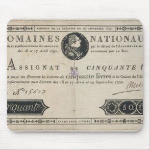 sedel för 50 livres, 29th Oktober 1790 Musmatta