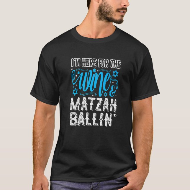 Seder Jewish Vin & Matzah Ballin'Funny Passover T Shirt (Framsida)