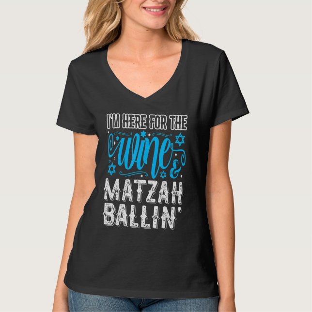 Seder Jewish Vin & Matzah Ballin'Funny Passover T Shirt (Framsida)