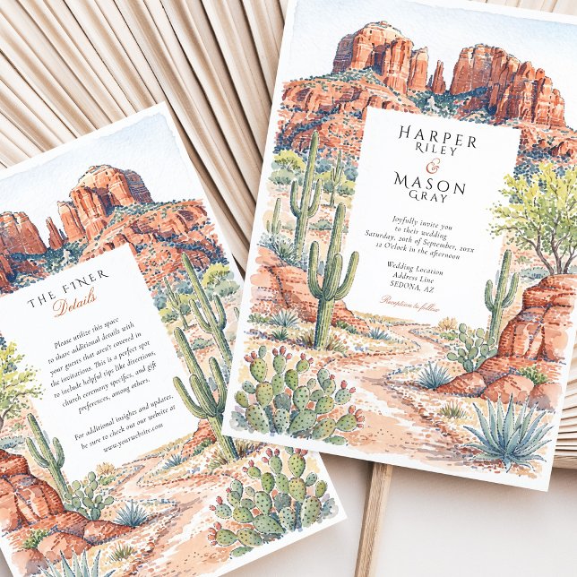 Sedona Arizona Akvarell Ökenbröllop Inbjudningar (Skapare uppladdad)