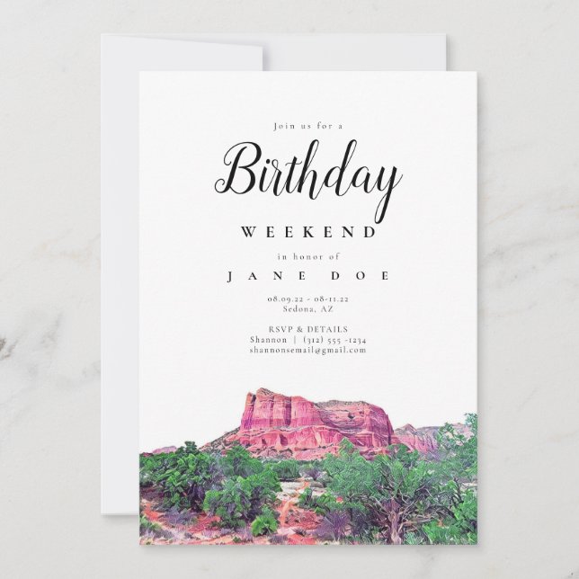 Sedona Arizona Birthday Helg bjudande Inbjudningar (Framsida)