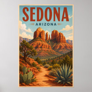 Sedona Arizona Cathedral Rock Illustration Resa Poster