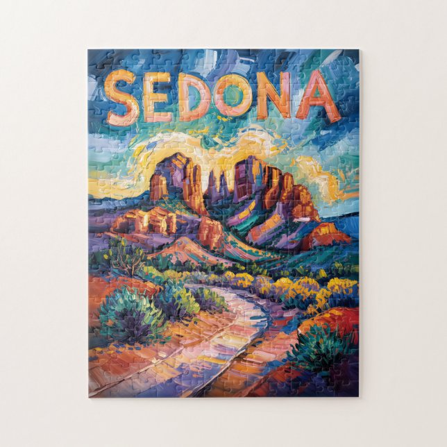 Sedona Arizona Cathedral Rock Van Gogh Vibrant Art Pussel (Vertikal)