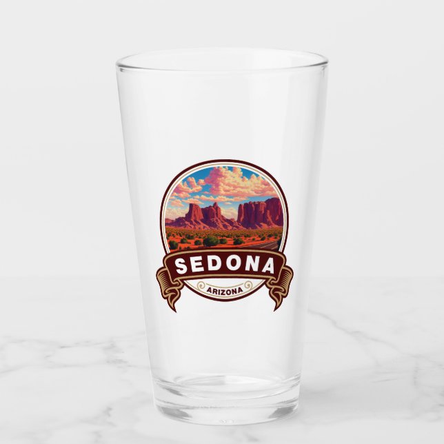 Sedona Arizona Colorful Travel Badge Glaskopp (Framsida)