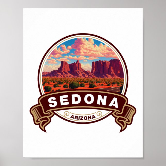 Sedona Arizona Colorful Travel Badge Poster (Framsidan)