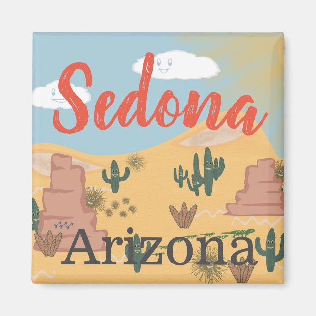 Sedona Arizona Desert Illustration Magnet (Framsidan)