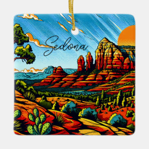 Sedona, Arizona Jul Julgransprydnad Keramik