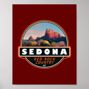 Sedona Arizona Red Rock Country Vattenfärgsemblem Poster