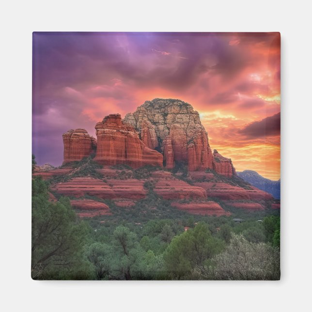 Sedona Arizona Red Sten Nature Bevackra Sunset Magnet (Framsidan)