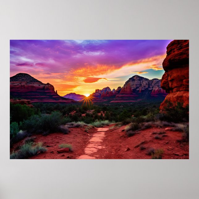 Sedona Arizona Red Sten Nature Bevackra Sunset Poster (Framsidan)