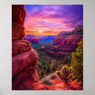Sedona Arizona Red Sten Nature Bevackra Sunset Poster