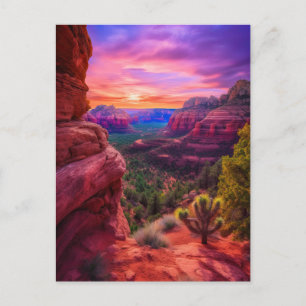 Sedona Arizona Red Sten Nature Bevackra Sunset Vykort