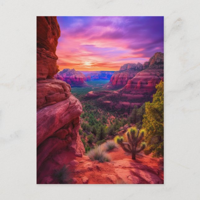 Sedona Arizona Red Sten Nature Bevackra Sunset Vykort (Framsida)