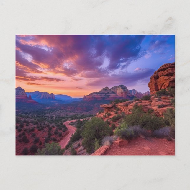 Sedona Arizona Red Sten Nature Bevackra Sunset Vykort (Framsida)