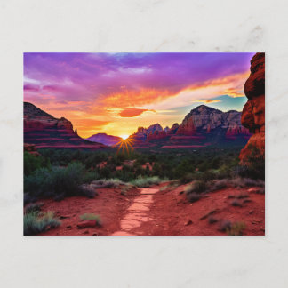 Sedona Arizona Red Sten Nature Bevackra Sunset Vykort