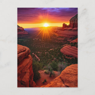Sedona Arizona Red Sten Nature Bevackra Sunset Vykort