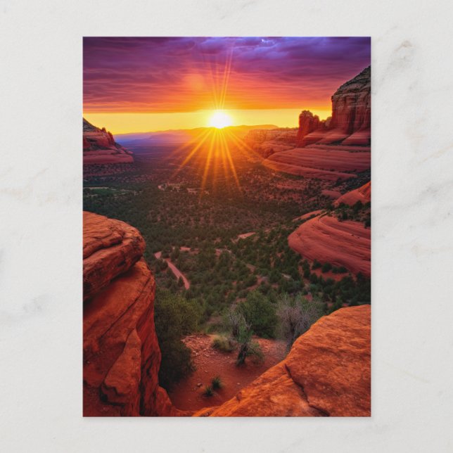 Sedona Arizona Red Sten Nature Bevackra Sunset Vykort (Framsida)