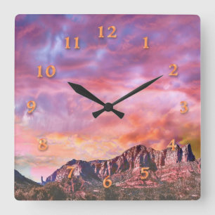 SEDONA ARIZONA Red Sten Sunset Fyrkantig Klocka