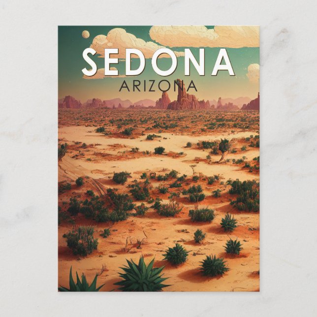 Sedona Arizona Retro Travel Art Vintage Vykort (Framsida)