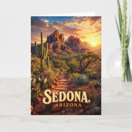 Sedona Arizona Solnedgång Röd Klippa Öken Kort