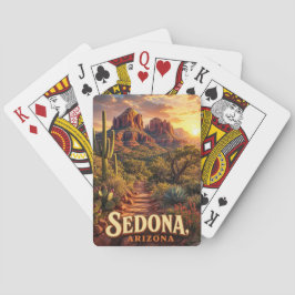 Sedona Arizona Solnedgång Röd Klippa Öken Resa Casinokort