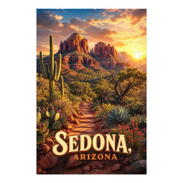 Sedona Arizona Solnedgång Röd Klippa Öken Resa Fototryck
