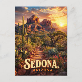 Sedona Arizona Solnedgång Röd Klippa Öken Resa Helg Vykort
