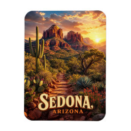 Sedona Arizona Solnedgång Röd Klippa Öken Resa Magnet