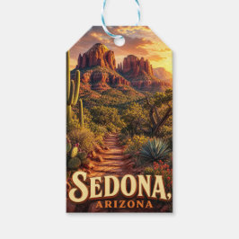 Sedona Arizona Solnedgång Röd Klippa Öken Resa Presentetikett