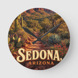 Sedona Arizona Solnedgång Röd Klippa Öken Resa Rund Klocka
