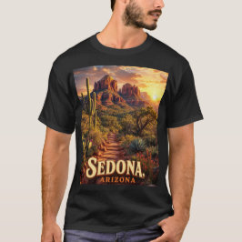 Sedona Arizona Solnedgång Röd Klippa Öken Resa T Shirt