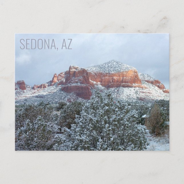 Sedona Arizona täckt av snö vintertid Vykort (Framsida)