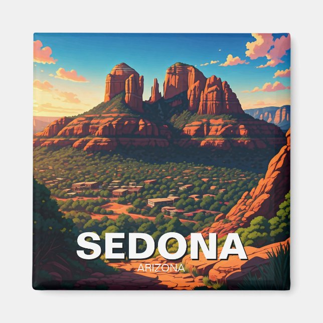 Sedona Arizona Travel Red Sten Lodrät Magnet (Framsidan)
