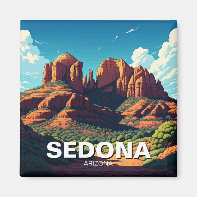 Sedona Arizona Travel Red Sten Magnet (Framsidan)