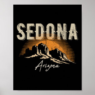 Sedona Arizona Vintage Bergs Solnedgång Vandringsd Poster
