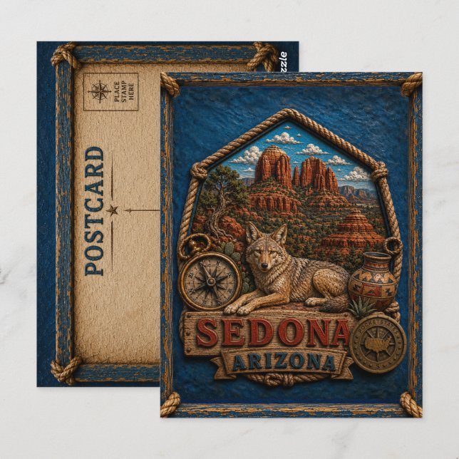 Sedona Arizona Vykort Vintage Resa (Fram/baksida)
