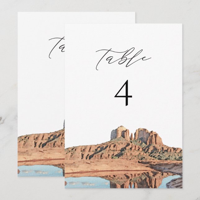SEDONA Arizona Watercolor Bordsnummer Card (Fram/baksida)