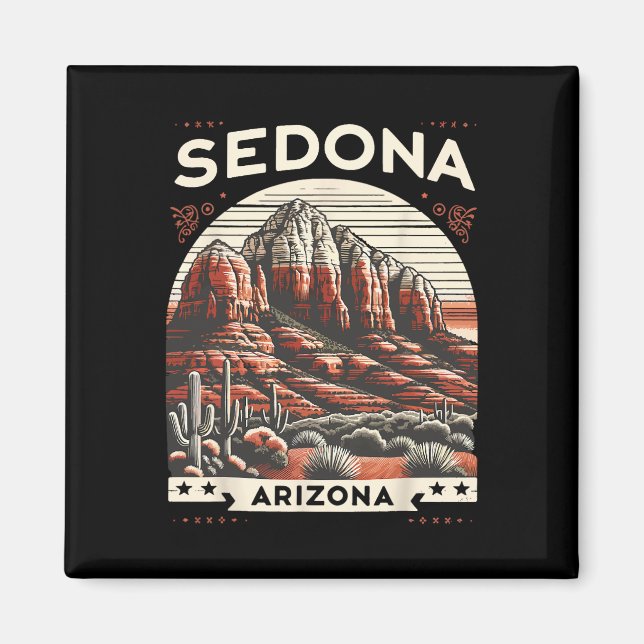 Sedona Az Hiking Outdoors Mountain Sedona Usa Retr Magnet (Framsidan)