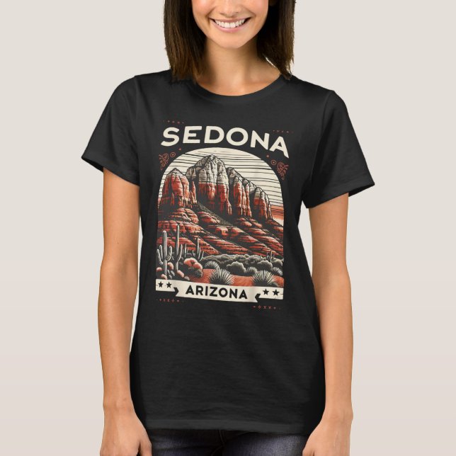 Sedona Az Hiking Outdoors Mountain Sedona Usa Retr T Shirt (Framsida)