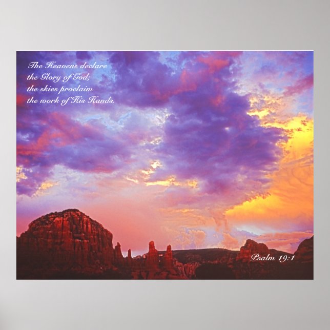 Sedona AZ Sunset Psalm 19:1 POSTER UTSKRIFT (Framsidan)