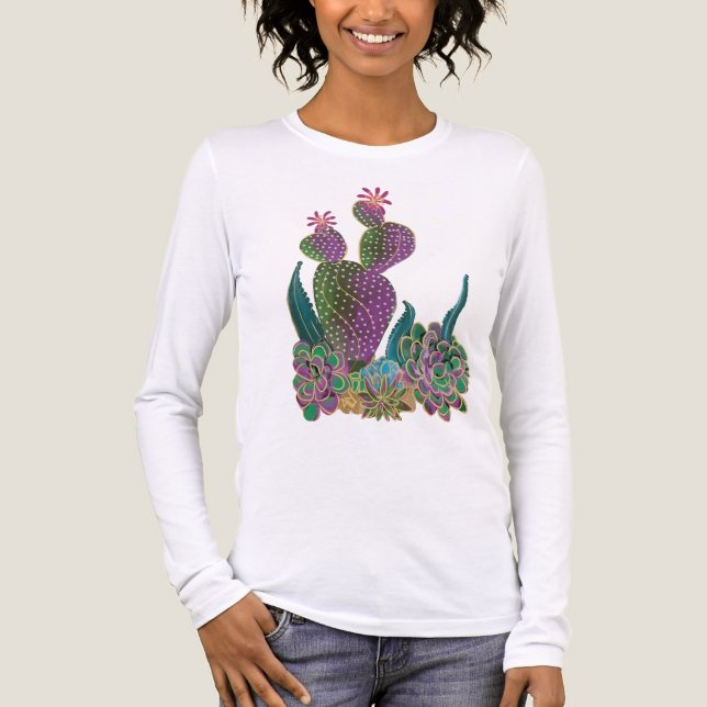 Sedona Cactus Flower Long Sleeve T shirt (Framsida)