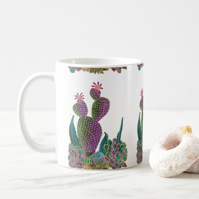 Sedona Cactus Flower Tiled design Mug Kaffemugg (Med munk)