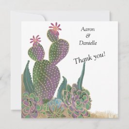 Sedona Cactus Flower Wedding Thank You Card  Tack Kort
