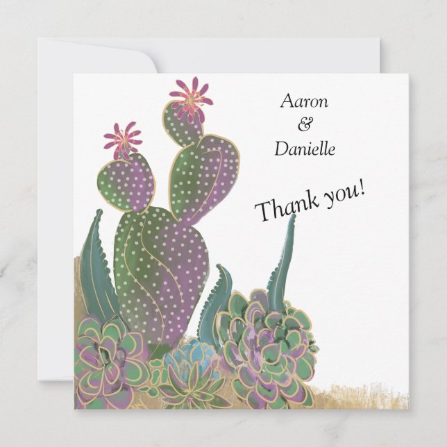 Sedona Cactus Flower Wedding Thank You Card  Tack Kort (Framsida)