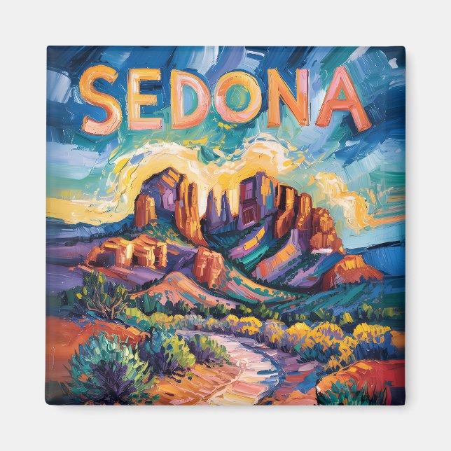 Sedona Desert Cathedral Sten Travel Van Gogh Magnet (Framsidan)