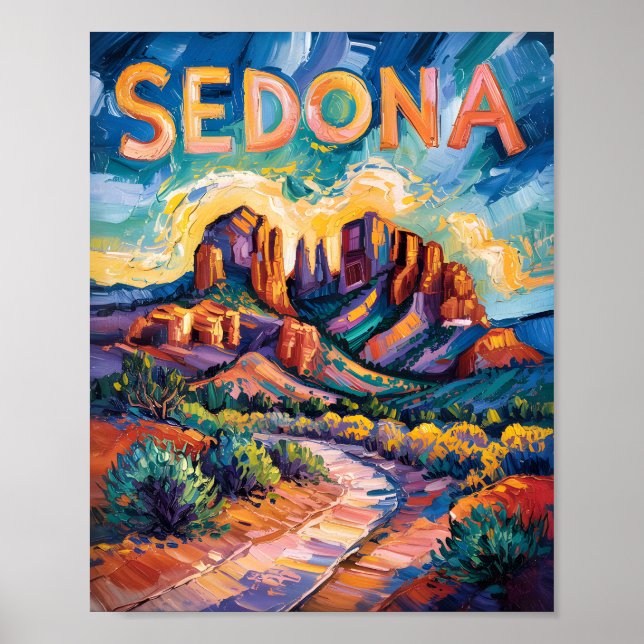 Sedona Desert Cathedral Sten Travel Van Gogh Poster (Framsidan)